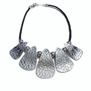 Lia sophia silver statement necklace black cord
